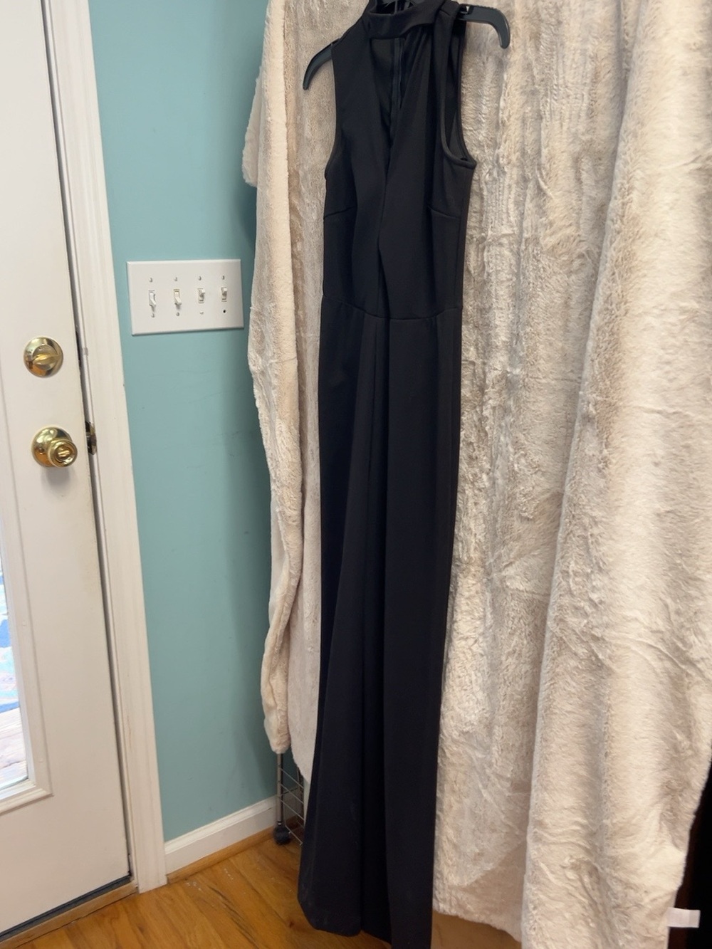 Lulus Black Plunge Choker Neck Wide Leg Jumpsuit XS